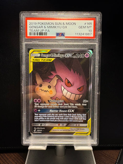 Gengar & Mimikyu GX (Alternate Full Art) 165/181 PSA 10 - Dot's Card Shop Gengar & Mimikyu GX (Alternate Full Art) 165/181 PSA 10 - Dot's Card Shop