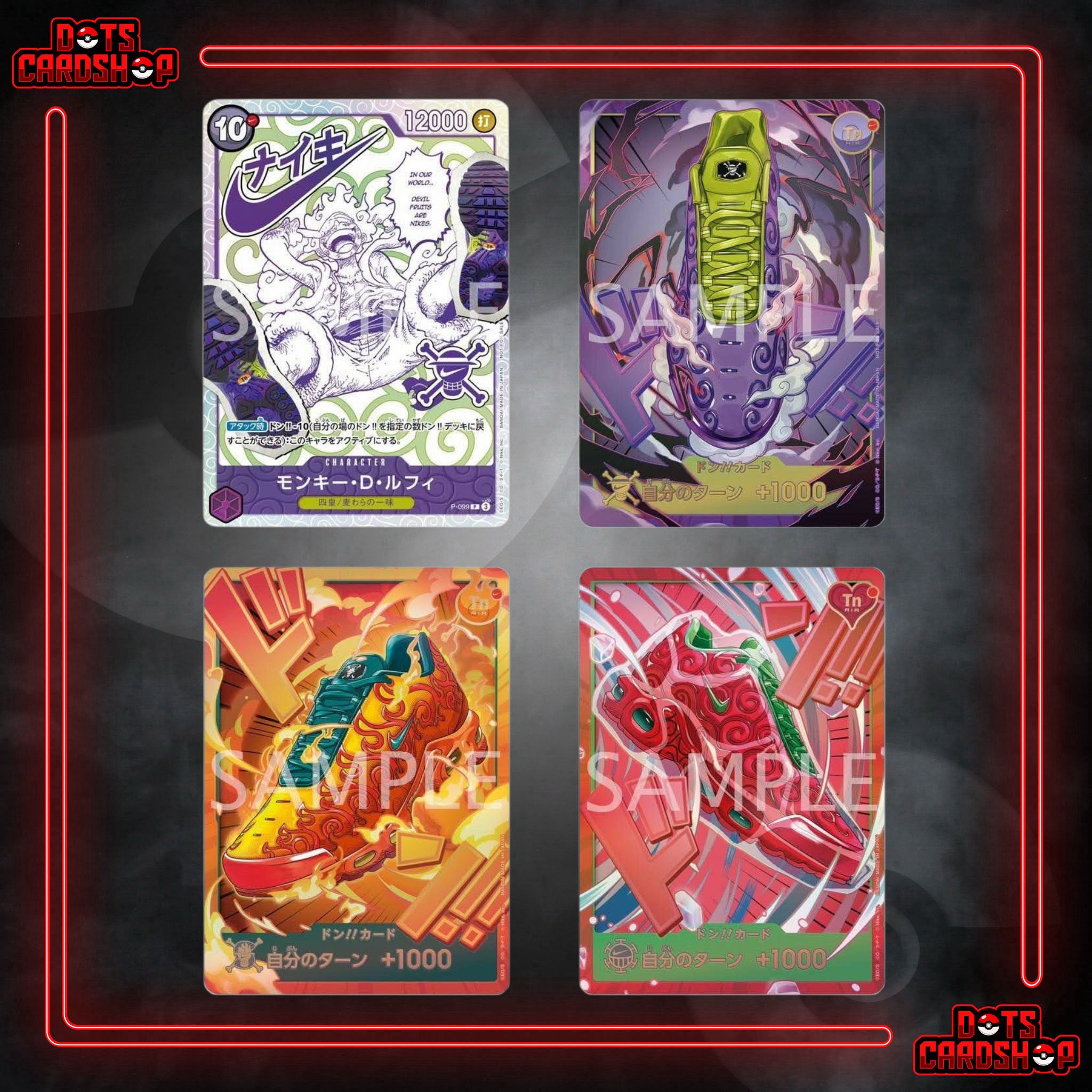 Nike x ONE PIECE 4 Card Set P-099 Luffy 3 DON Promo (JP) - Dot's